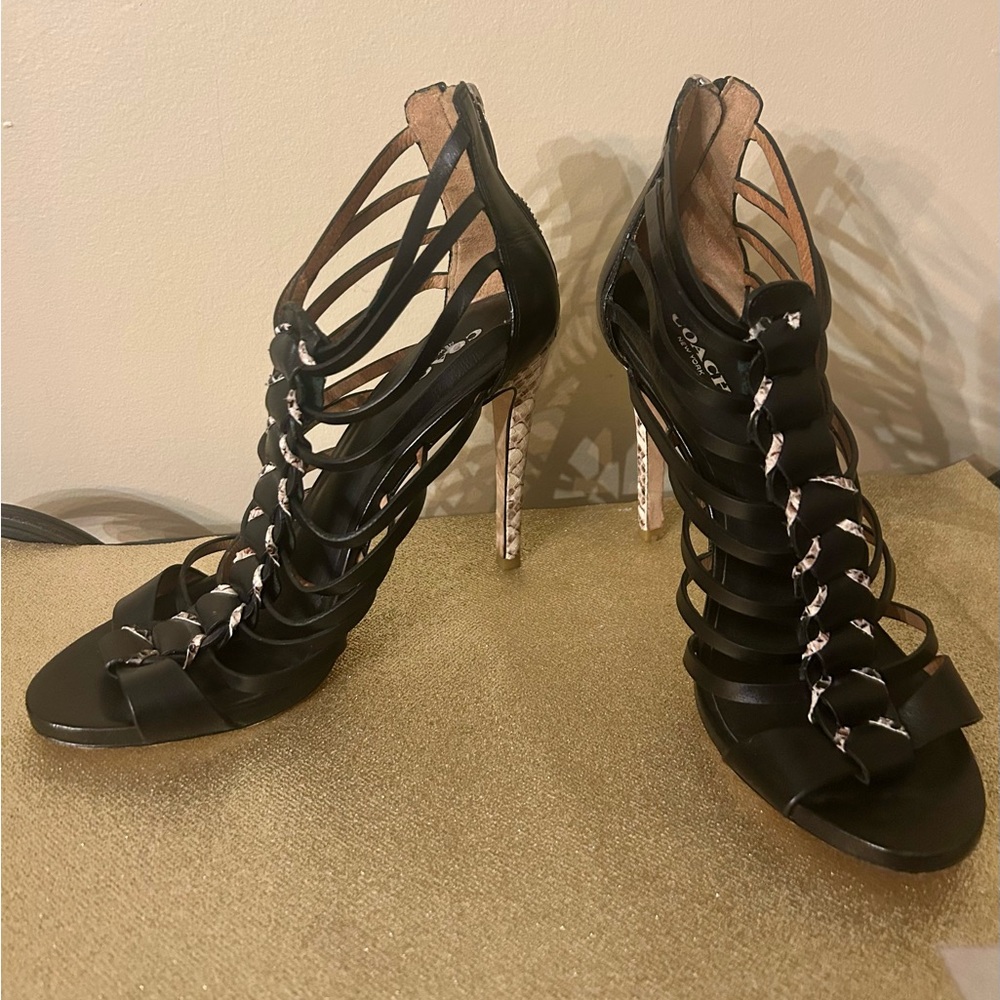 Coach Josef Snake Print Braided Gladiator Heels - Picture 6 of 14